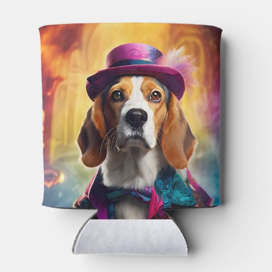 Beagle in levendig kostuum blikjeskoeler (Achterkant)