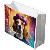 Beagle in levendig kostuum groot cadeauzakje (Voorkant Gekanteld)