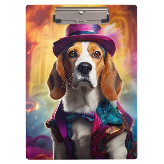 Beagle in levendig kostuum klembord (Voorkant)