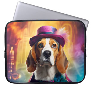 Beagle in levendig kostuum laptop sleeve