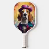 Beagle in levendig kostuum pickleball paddle (Achterkant)