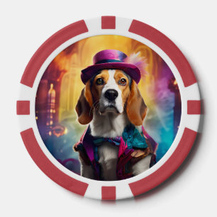 Beagle in levendig kostuum poker chips