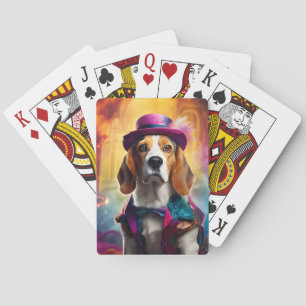 Beagle in levendig kostuum pokerkaarten