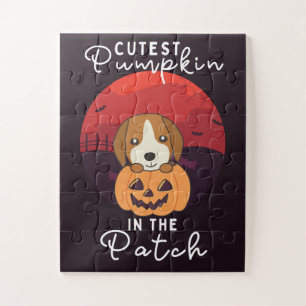 Beagle in pompoen Honden Cutest Pumpkin in pleiste Legpuzzel