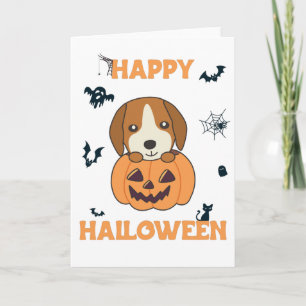 Beagle in pompoen zoete honden gelukkige Halloween Kaart