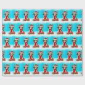 Beagle in sneeuw met kerstcadeaus cadeaupapier (Vlak)