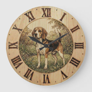 Beagle in Spring Park Wandklok Grote Klok