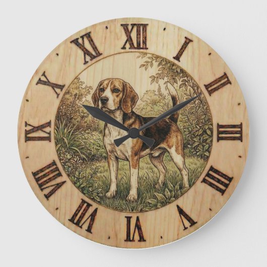 Beagle in Spring Park Wandklok Grote Klok (Voorkant)