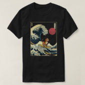 Beagle Japans Kanagawa Wave Funny Surf Dog T-shirt (Design voorkant)