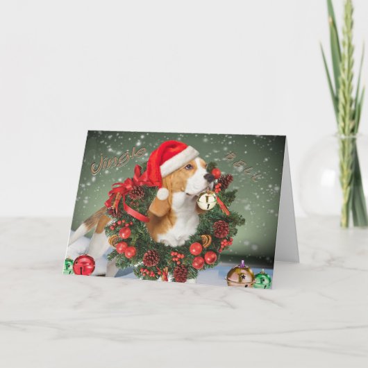 Beagle Jingle Bell Kaarten (Voorkant)