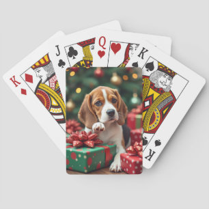 Beagle Kado's Inpakken Kerst Schilderij Pokerkaarten