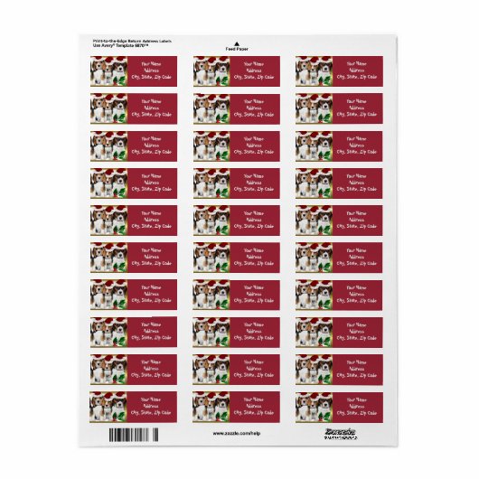 Beagle Kerst Adresetiketten Etiket (Full Sheet)