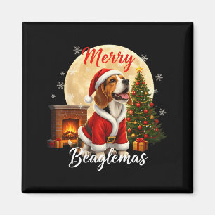 Beagle Kerst Beagle Kostuum Beagle Kerstmis Vrolij Magneet