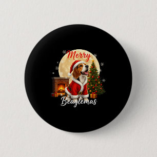 Beagle Kerst Beagle Kostuum Beagle Kerstmis Vrolij Ronde Button 5,7 Cm