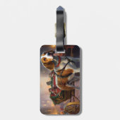 Beagle kerst feestelijk seizoen bagagelabel (Achterkant verticaal)