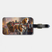 Beagle kerst feestelijk seizoen bagagelabel (Achterkant horizontaal)