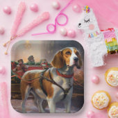 Beagle kerst feestelijk seizoen papieren bordje (Feest)