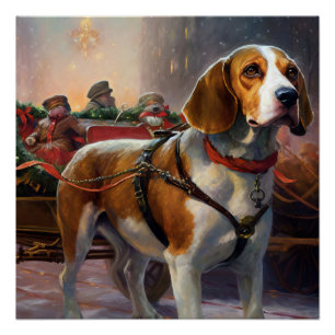 Beagle kerst feestelijk seizoen perfect poster