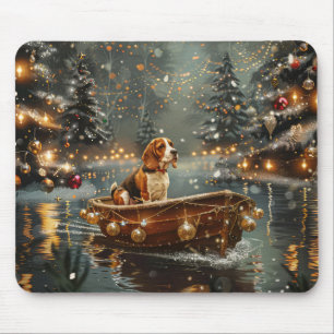 Beagle Kerst Feestelijke Reis Muismat
