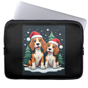 Beagle Kerst hondeneigenaar Xmas Vakantie Pyjama L Laptop Sleeve