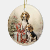  Beagle Kerst Keramisch Ornament (Links)