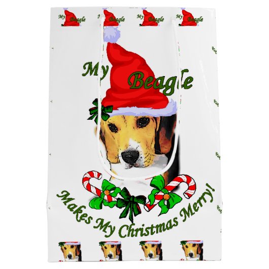 Beagle kerst Merry Medium Cadeauzakje (Achterkant)