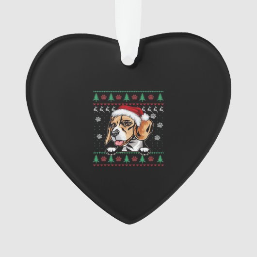 Beagle Kerst Uglyer Hond Xmas Oversized T-shirt Ornament (voorkant)