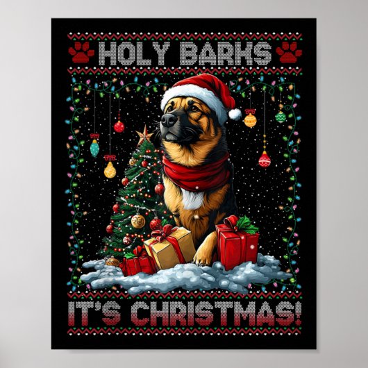 Beagle Kerstboom Lights Decorations Hondenliefhebb Poster (Voorkant)