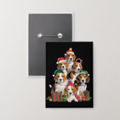 Beagle Kerstboom Met Kerstman Hoed Hond Moeder Hon Button (Voorkant / Achterkant)