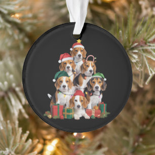 Beagle Kerstboom Met Kerstman Hoed Hond Moeder Hon Ornament