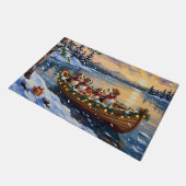 Beagle Kerstboot Vakantie Deurmat (Schuin)