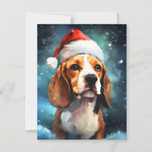 Beagle Kerstborstel schilderen kunstwerk Feestdagenkaart