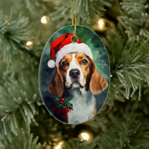 Beagle Kerstborstel schilderen kunstwerk Keramisch Ornament