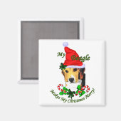 Beagle kerstcadeaus magneet (Voorkant / Achterkant)