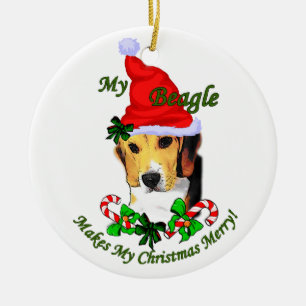 Beagle kerstcadeautjes keramisch ornament