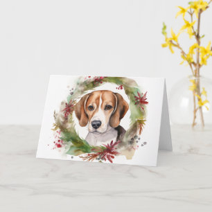 Beagle Kerstkrans Festieve Pup Kaart