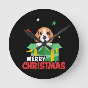Beagle Kerstman Hondenliefhebbers Prettig Kerstmis Ronde Klok
