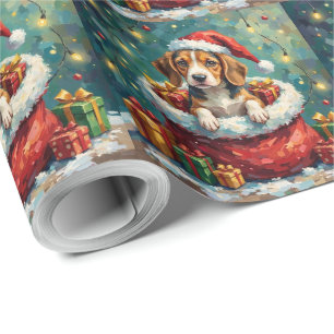 Beagle Kerstman Zak Avontuur Cadeaupapier