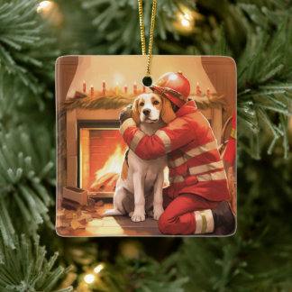 Beagle Kerstmis, Gift voor Hond Brandweerlief Keramisch Ornament