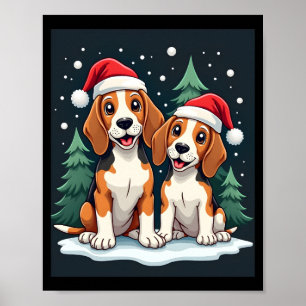 Beagle Kerstmis Hondeneigenaar Xmas Vakantie Pyjam Poster