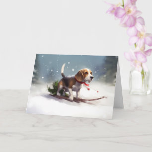 Beagle Kerstmis sneeuw winter Kaart