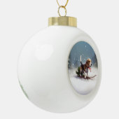 Beagle Kerstmis sneeuw winter Keramische Bal Ornament (Links)