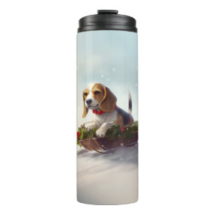 Beagle Kerstmis sneeuw winter Thermosbeker
