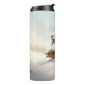 Beagle Kerstmis sneeuw winter Thermosbeker (Gedraaid links)