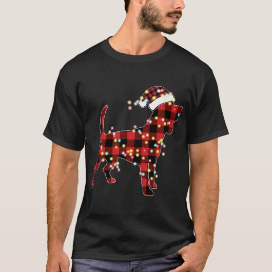Beagle Kerstrode, gebufferde buffel-pyjama's T-shirt (Voorkant)