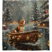 Beagle kerstvakantie douchegordijn (Voorkant)