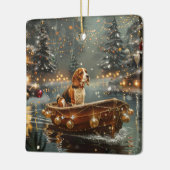 Beagle kerstvakantie keramisch ornament (Links)