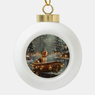 Beagle kerstvakantie keramische bal ornament