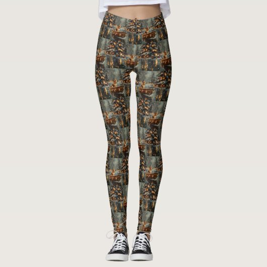 Beagle kerstvakantie leggings (Voorkant)