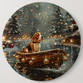 Beagle kerstvakantie ronde button 6,0 cm (Voorkant)